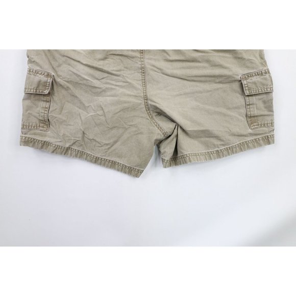 Vintage LL Bean Mens Size 38 Thrashed Above Knee Cargo Shorts Green Cotton - Picture 8 of 10